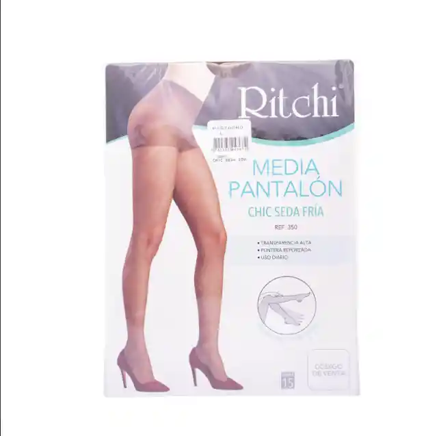 Media Velada Pantalon Seda Fria Color Pistacho Talla L Marca Richi