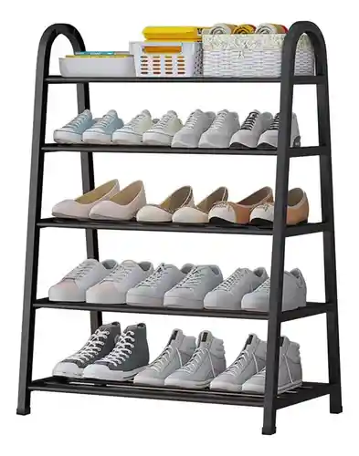 Estante Zapatero Organizador De 5 Niveles Metal 20 Pares Color Negro