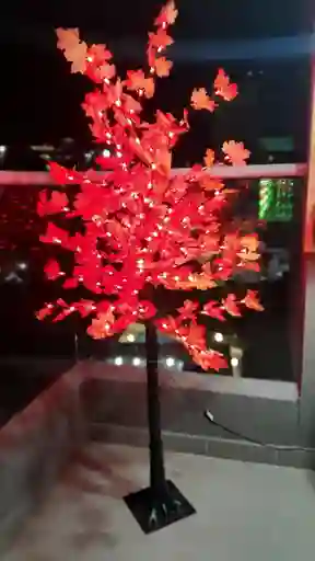 Arbol Luces Luz Led Navidad Hojas De Arce Flores Naranjado
