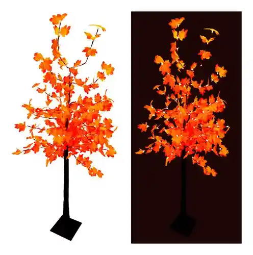 Arbol Luces Luz Led Navidad Hojas De Arce Flores Naranjado