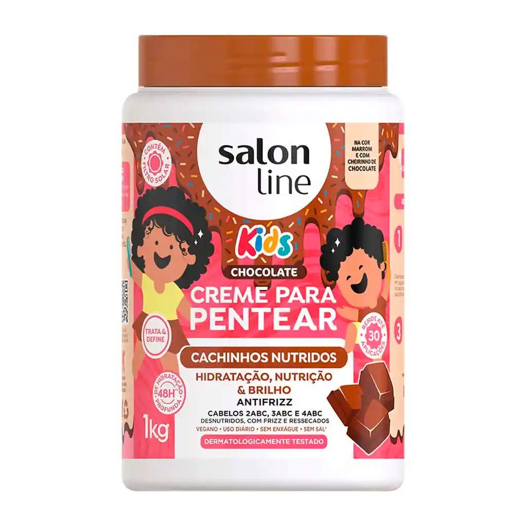 Salon Line Crema Para Peinar Kids Cachinhos Nutridos – Definición Suave, Nutrición Profunda Y Control Del Frizz - 1kg