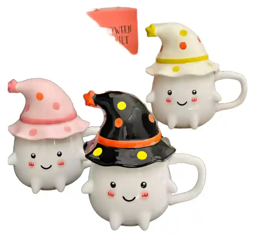 Mug Pocillo Halloween Fantasma,brujita,calabaza