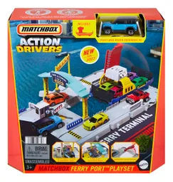 Set Pista Matchbox Action Drivers Coleccion Vehículos De Mattel Ferry Port