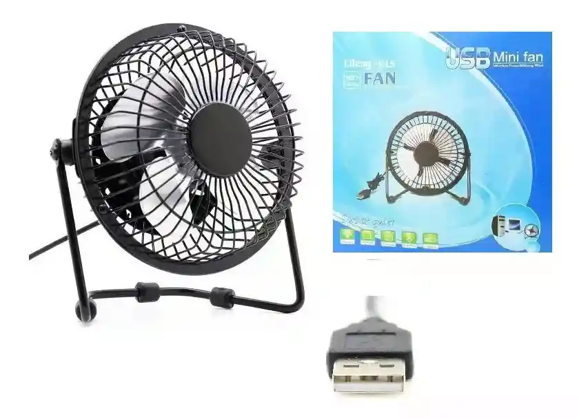 Mini Ventilador Usb Metalico De Angulo Ajustable En Colores