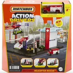 Set Pista Matchbox Action Drivers Coleccion Vehículos De Mattel Helicopter Rescue