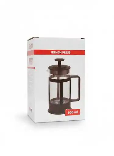 Prensa Francesa Negra Cafetera Vidrio 600 Ml Filtro Acero Inox