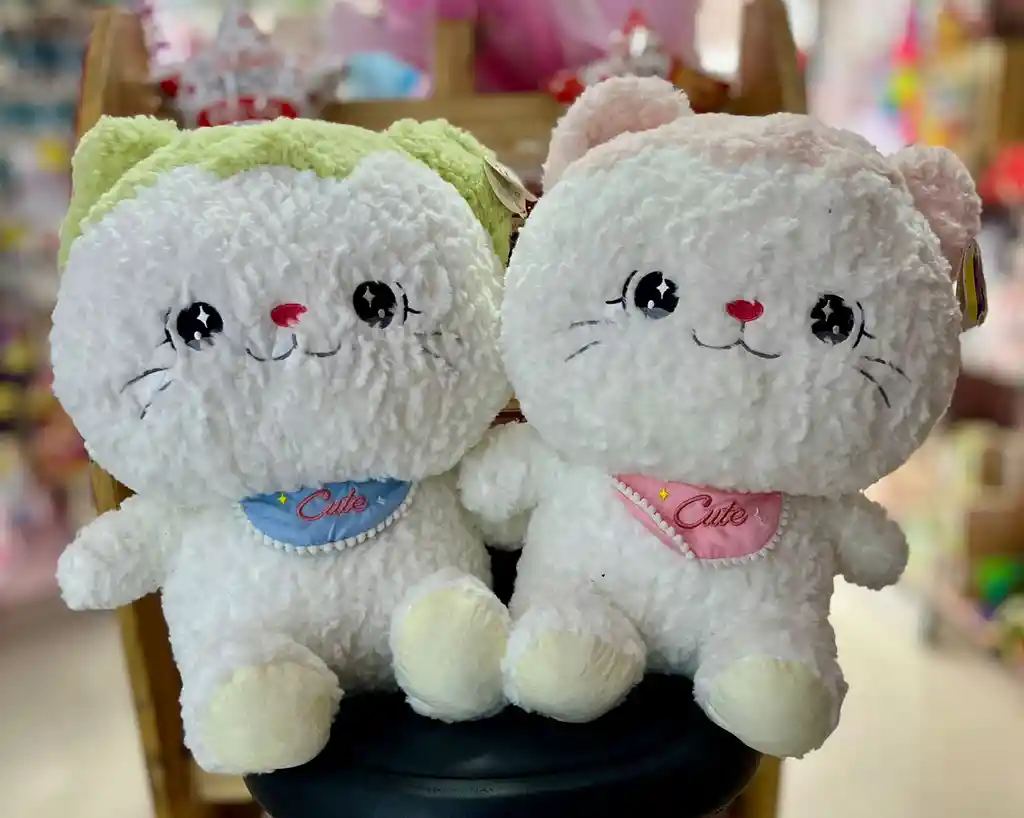 Peluche Gato Cute Verde Limón