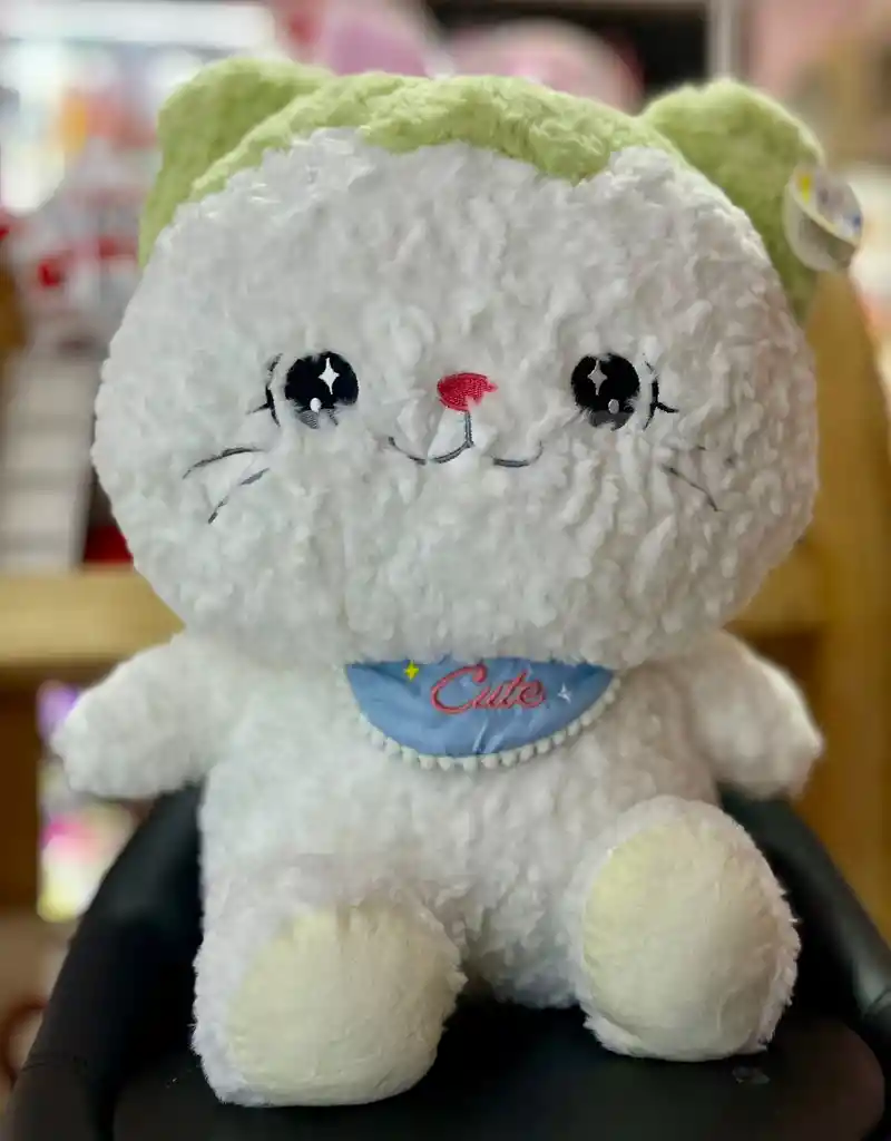 Peluche Gato Cute Verde Limón