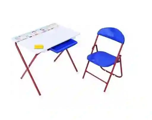 Juego Set Kinder Tablero Con Silla Y Accesorios Rojo Para Niños