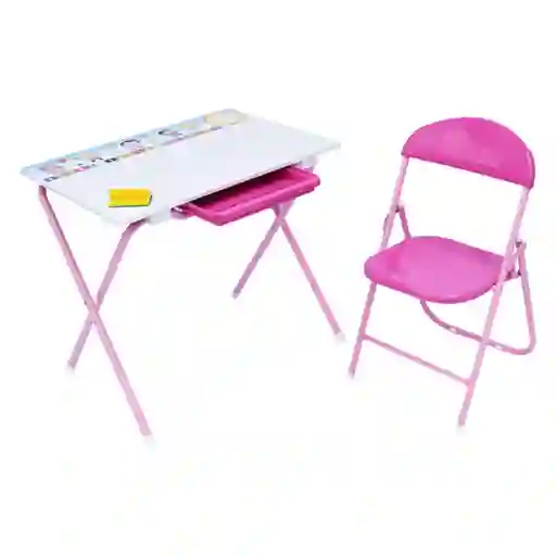 Juego Set Kinder Tablero Con Silla Y Accesorios Rosado Para Niños