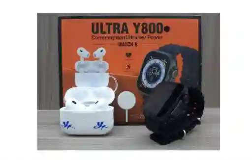 Combo Kit Smartwatch Y Audífonos Inalámbricos Duo I8 Ultra Big 2.0 Y800 Ultra