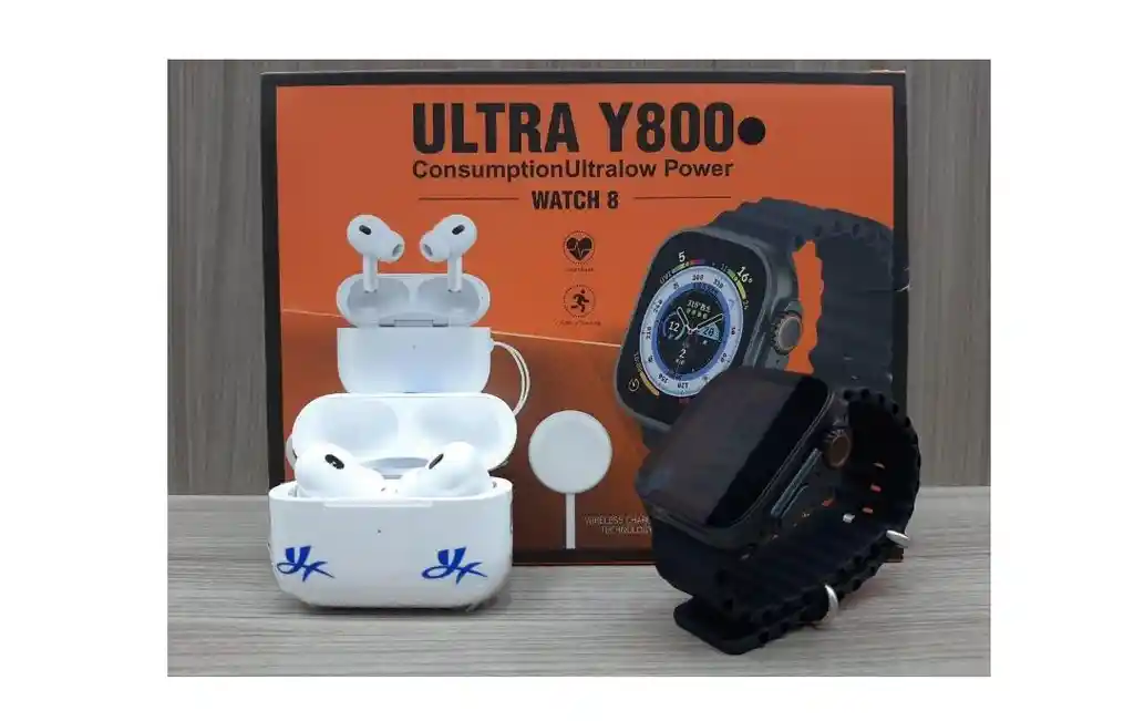 Combo Kit Smartwatch Y Audífonos Inalámbricos Duo I8 Ultra Big 2.0 Y800 Ultra