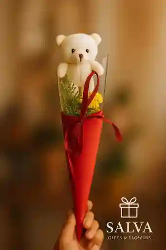 Solitario Flor Amarilla Y Oso