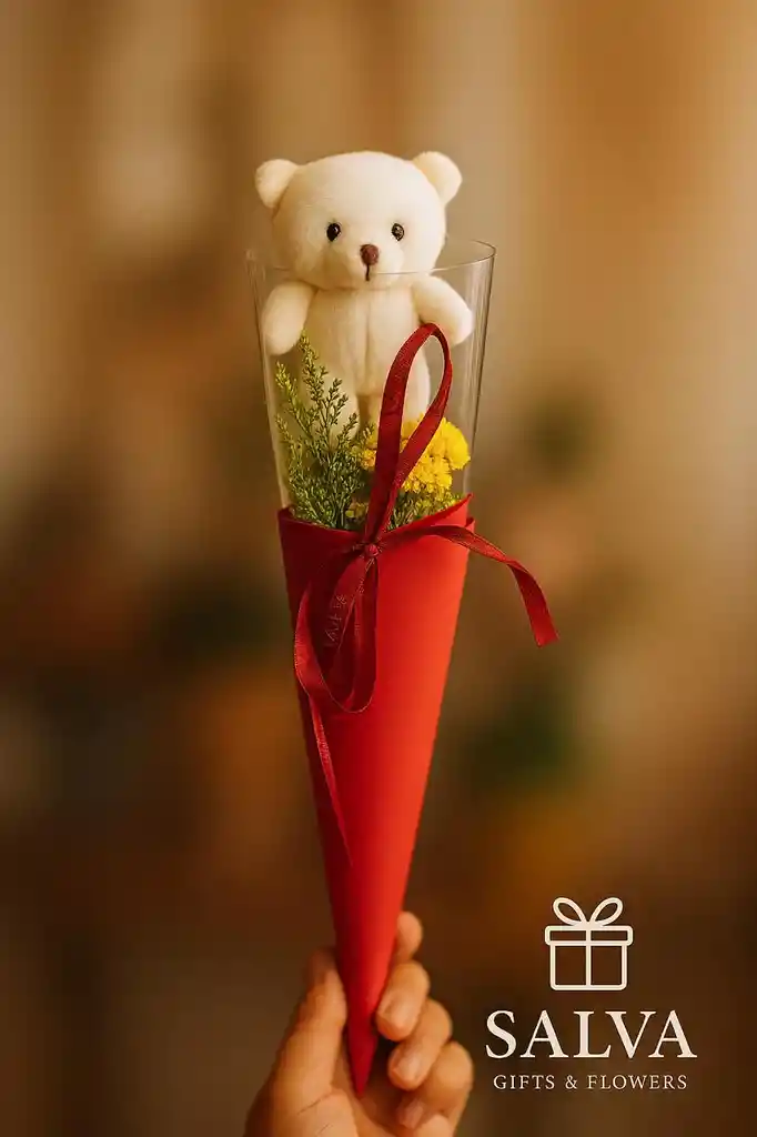 Solitario Flor Amarilla Y Oso