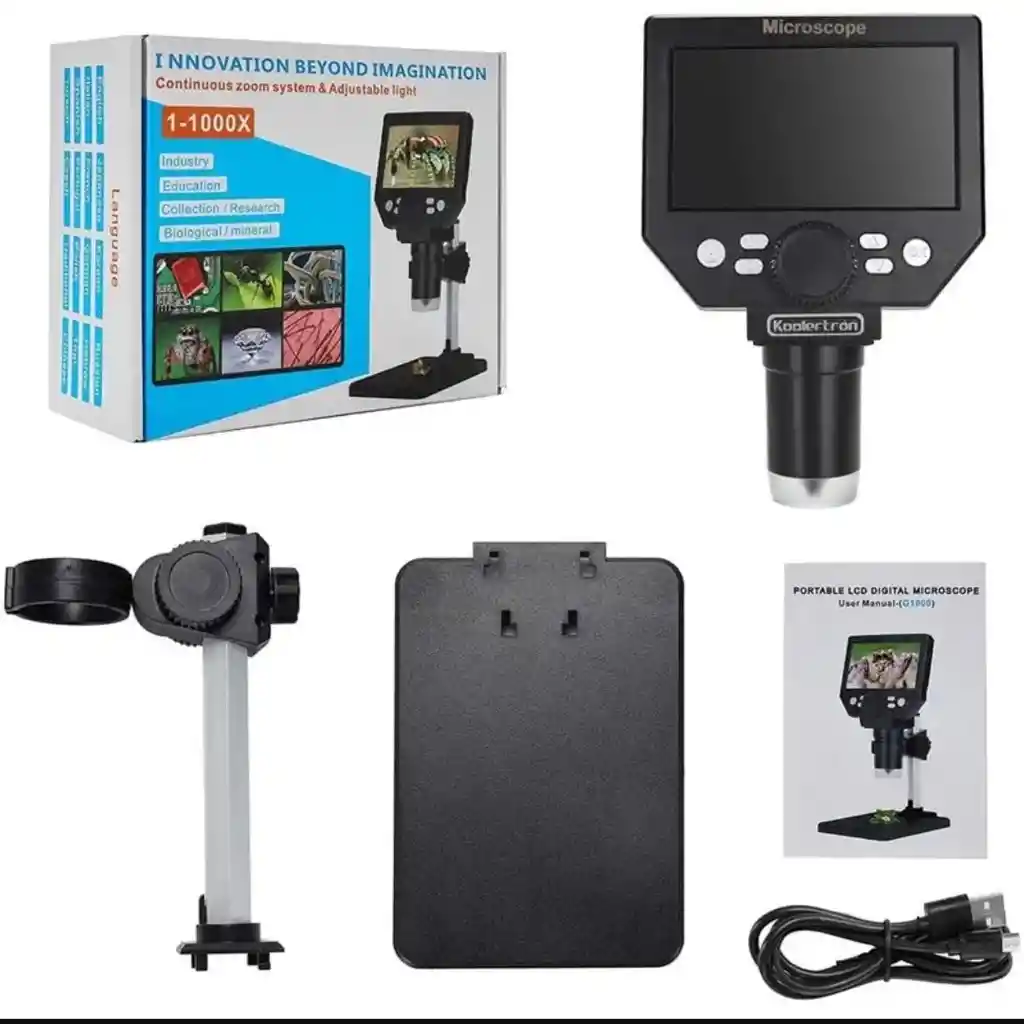 Microscopio Digital Electrónico Usb Con Base Pantalla Recargable