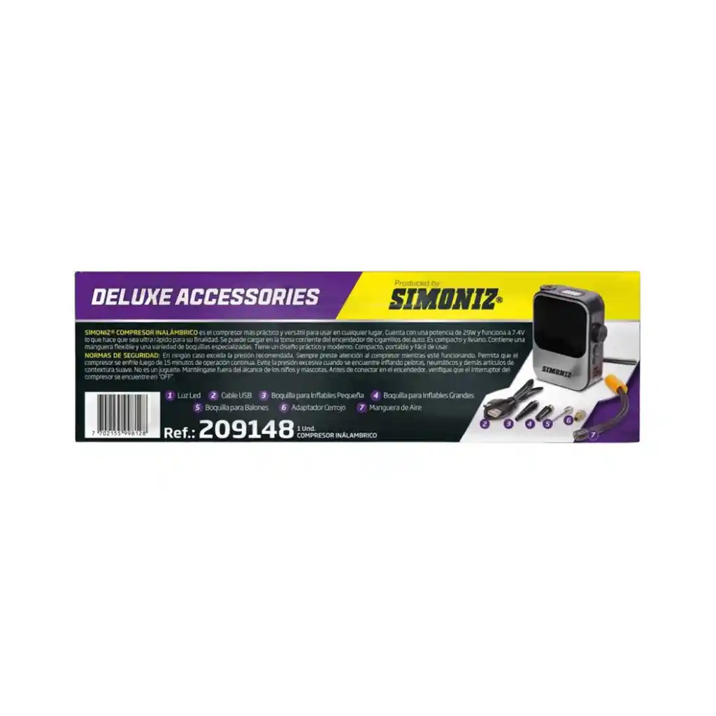 Compresor Inalámbrico Deluxe Simoniz - 150psi/4000mah/15lpm