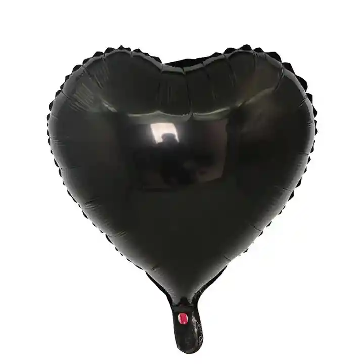 Globo 18" Corazon Metalizado Color Negro Con Helio