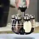 Set Condimentero 6 Piezas En Vidrio Elegante Giratorio 360 Grados