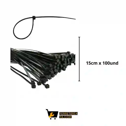 Amarre Plastico Negro Paquete 15cm X 100un