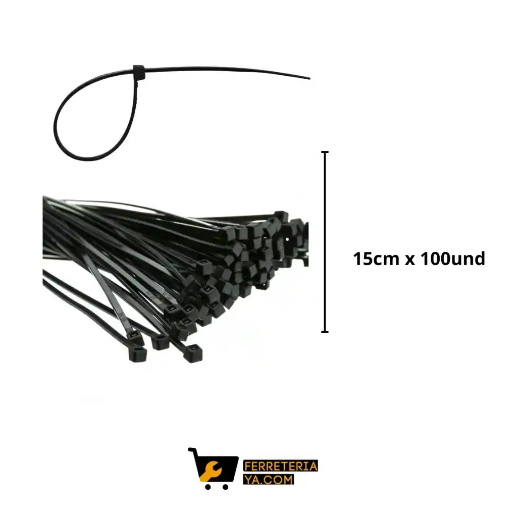 Amarre Plastico Negro Paquete 15cm X 100un