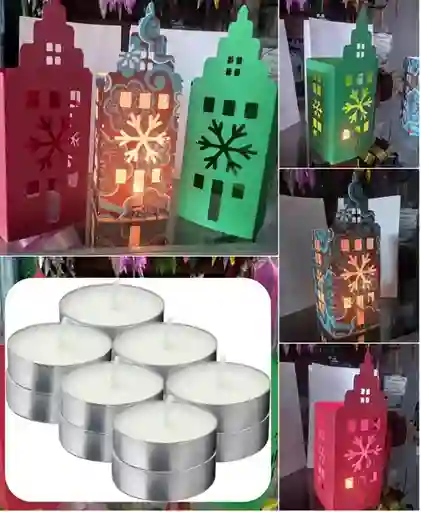 Farol De Navidad + Velas Duracion De 4 Hrs X5 Und