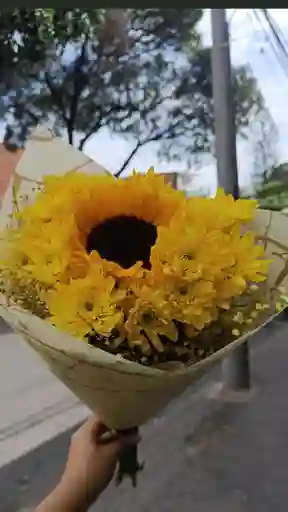 Bouquet De Pompom Y Girasol