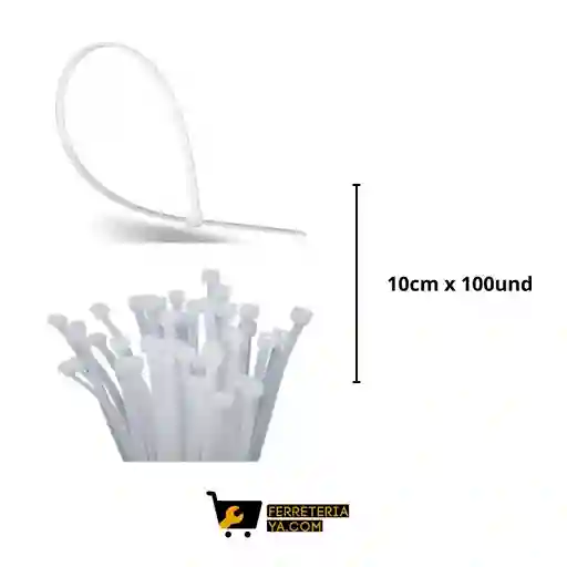 Amarre Plastico Blanco Paquete 10cm X 100un