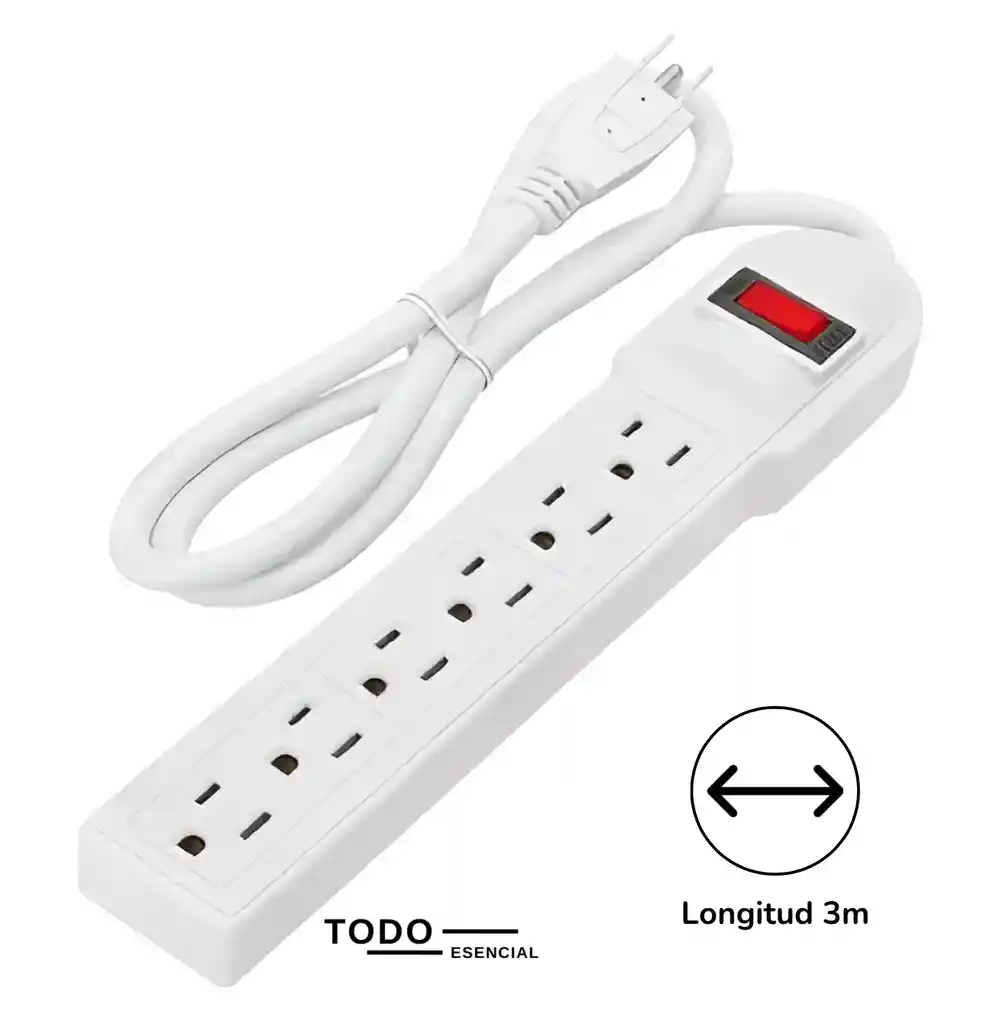 Regleta Eléctrica Base Múltiple Multipuerto Con Extension De 3m