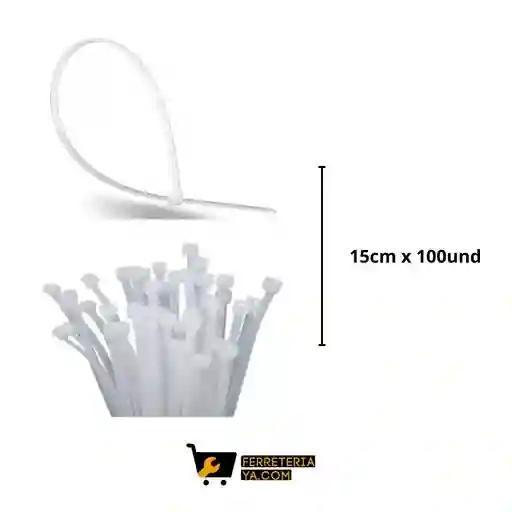 Amarre Plastico Blanco Paquete 15cm X 100un
