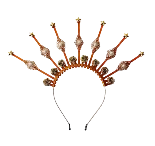 Halloween Diadema Diosa Perlas Catrina Dorado