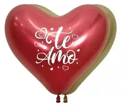 Globos Bombas C-14 Te Amo Corazon Brillante Reflex Impreso Dos Caras X 12 Unds Sempertex