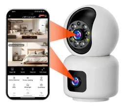 Cámara De Seguridad Wifi Ip Doble Lente Robótica App Icsee Color Blanco