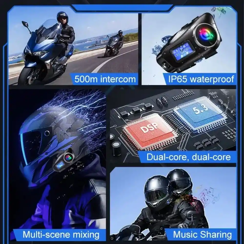 Audífono Intercomunicador Casco Moto Bluetooth Impermeable Q58-max.
