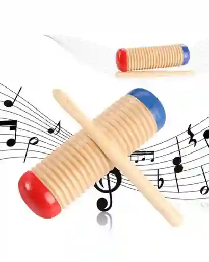 Guiro De Madera Infantil Con Baqueta