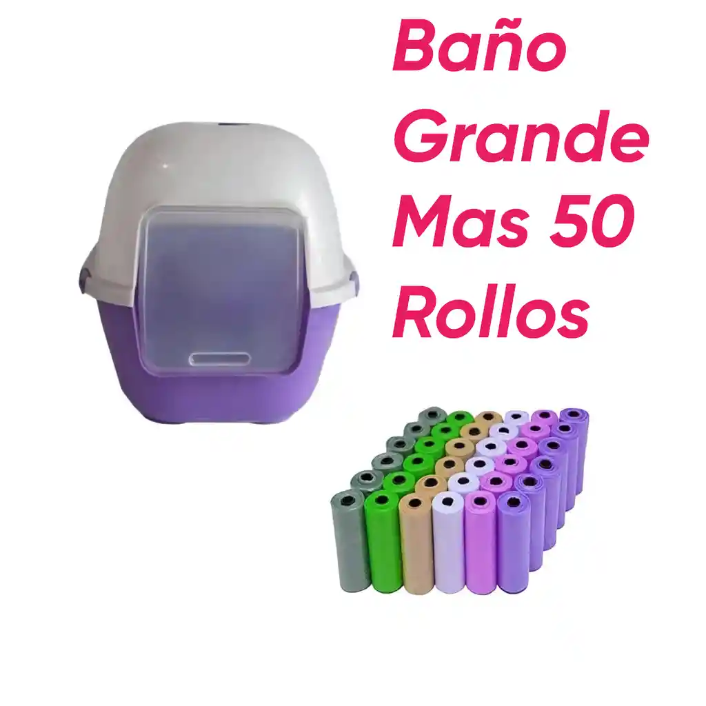 Baño Sin Filtro Grande Mas 50 Rollos Morado