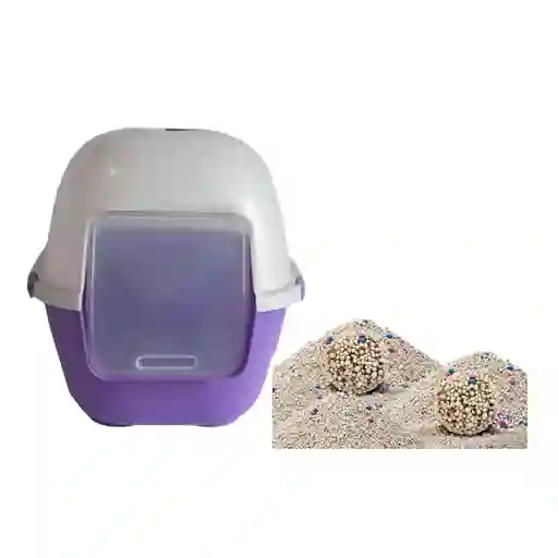 Baño Arenero Grande Sin Filtro + 6 Kg Arena Morado