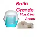 Baño Arenero Grande Sin Filtro + 6 Kg Arena Celeste