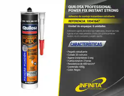 Adhesivo De Montaje Extra Fuerte Power Fix Quilosa