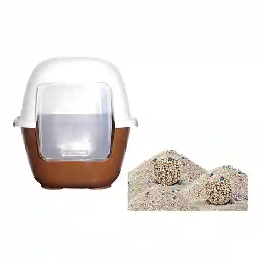 Baño Arenero Grande Sin Filtro + 6 Kg Arena Marron