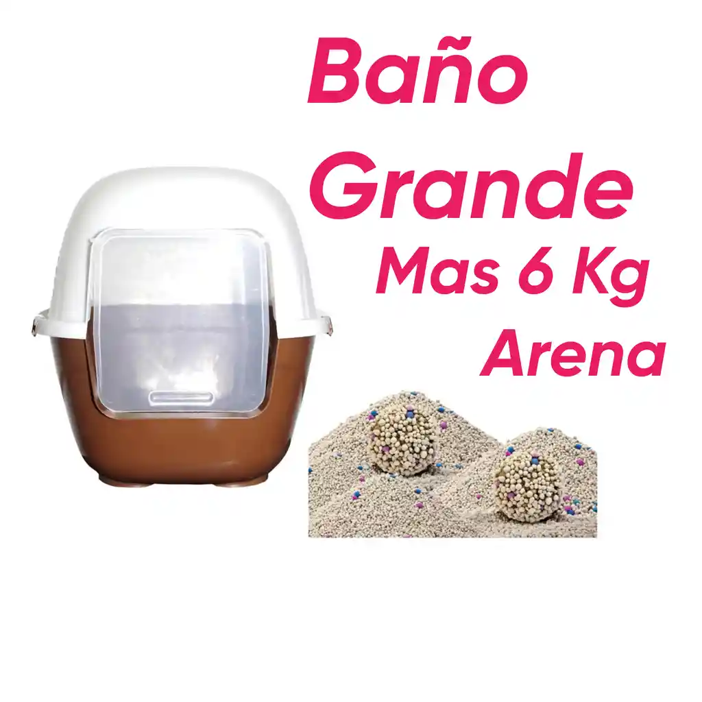 Baño Arenero Grande Sin Filtro + 6 Kg Arena Marron