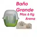 Baño Arenero Grande Sin Filtro + 6 Kg Arena Verde