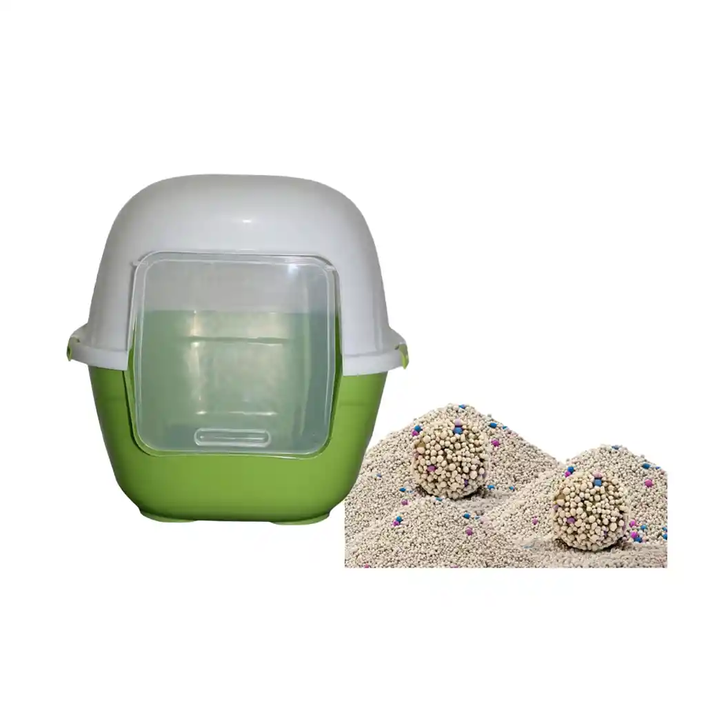 Baño Arenero Grande Sin Filtro + 6 Kg Arena Verde