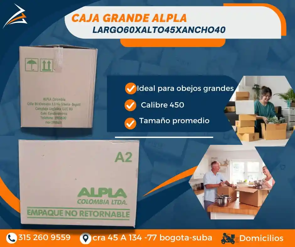 Cajas Para Mudanza Grande Alpla 60 Largo X 40 Ancho X 45 Alto - Empaque Y Embalaje