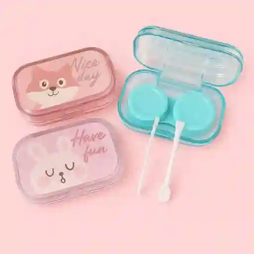 Estuche Porta Lentes De Contacto, Pinza Y Chupa Extracción