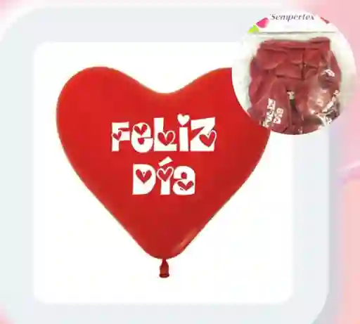 Bombas R12x12 En Forma De Corazón Rojo Con Estampado De Feliz Dia