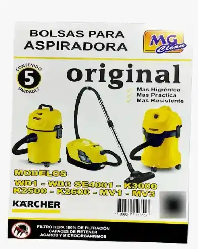Bolsas Para Aspiradora Karcher Wd1 Wd3 X 5 Und