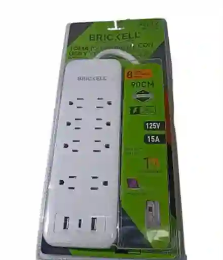 Multicontacto Brickell De 8 Entradas Con Usb Y Protección De Sobretensión