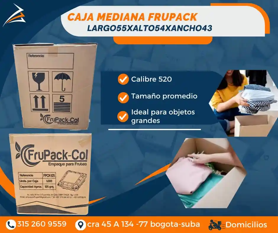 Caja Para Mudanza Mediana Frupack 55 Largo X 54 Alto X 43 Alto- Empaque Y Embalaje
