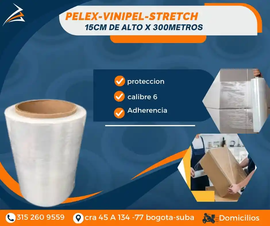 Vinipel-pelex Para Empaque 15cmx300m Transparente Embalaje Para Mudanza