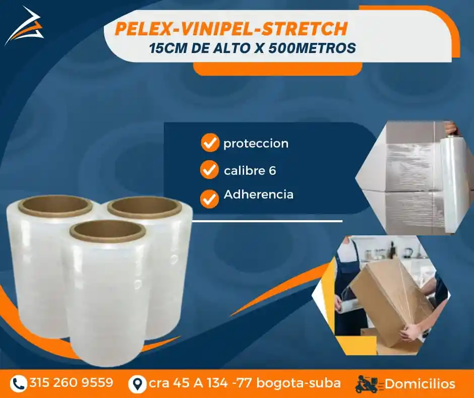 Vinipel-pelex Para Empaque Transparente 15cm X 500m Embalaje Para Mudanza
